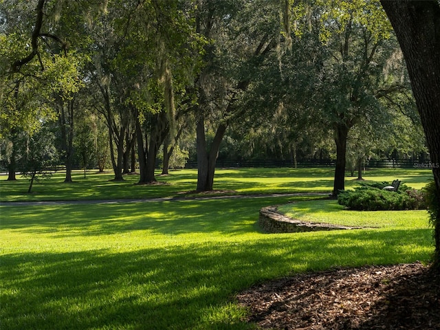 view of property's community featuring a lawn