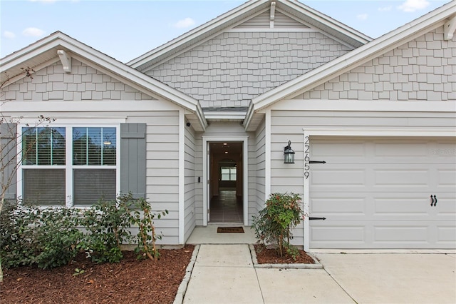 property entrance featuring a garage