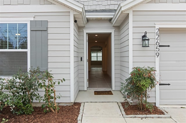 entrance to property with a garage