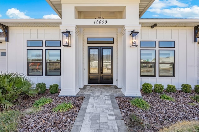 doorway to property with french doors