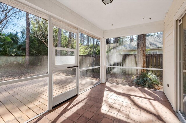 view of unfurnished sunroom