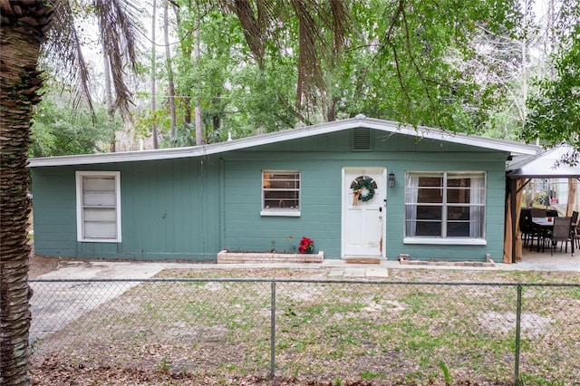 single story home with a patio area