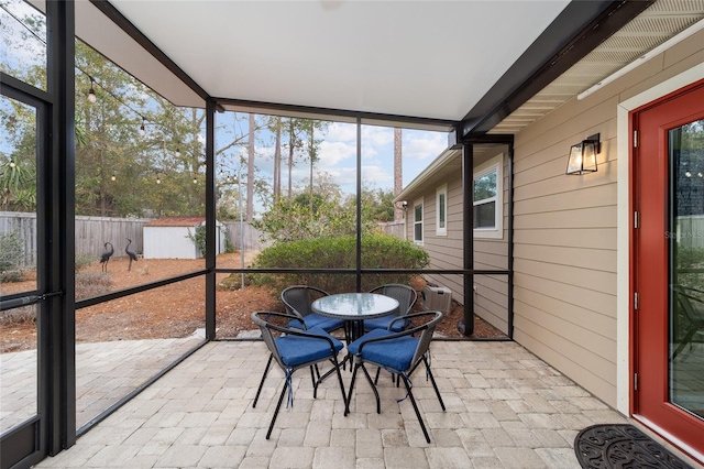 view of unfurnished sunroom