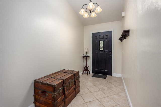 entrance foyer with a notable chandelier