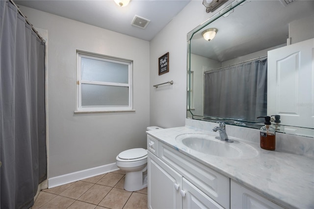 bathroom featuring tile patterned flooring, vanity, and toilet