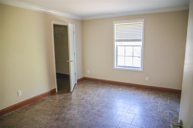 spare room featuring crown molding