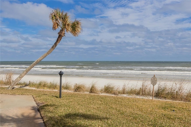 view of water feature featuring a view of the beach