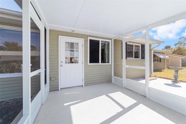 view of unfurnished sunroom