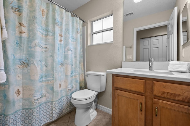 bathroom with tile patterned floors, toilet, and vanity