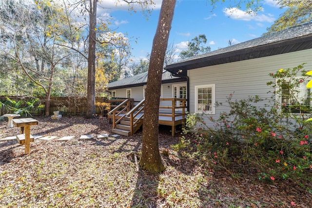 exterior space featuring a wooden deck