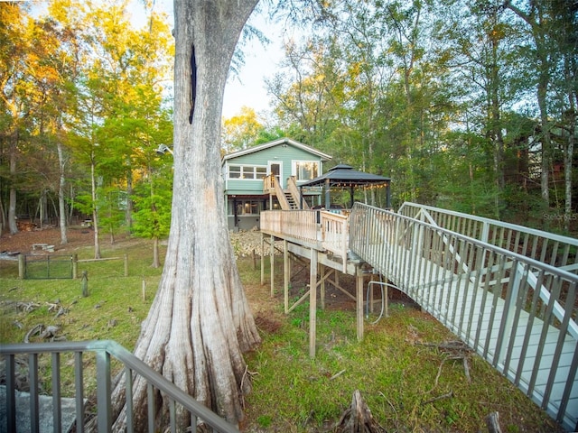 view of dock with a gazebo