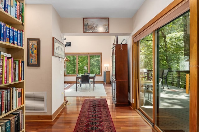 doorway to outside featuring hardwood / wood-style floors