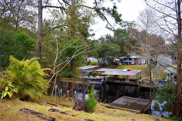 exterior space with a water view