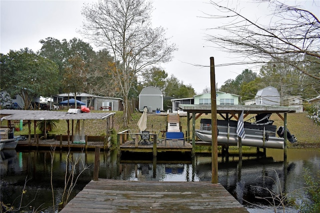 view of dock featuring a water view