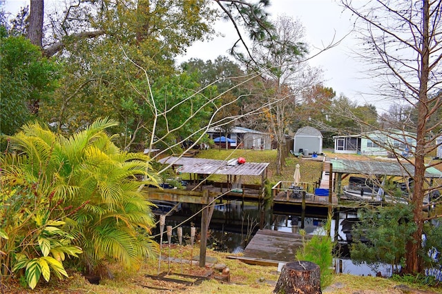 view of dock featuring a water view