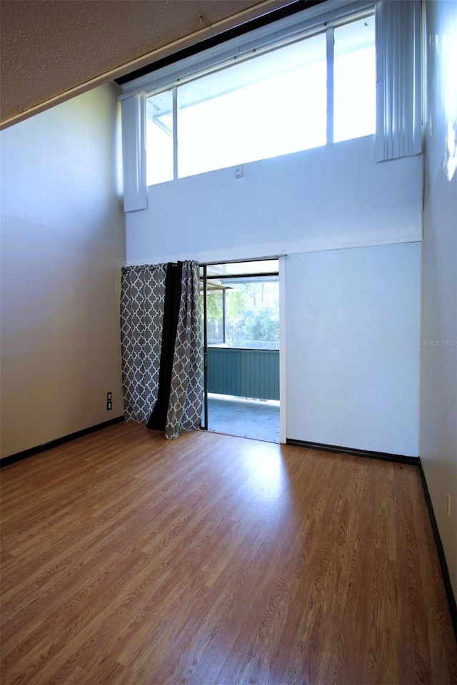 empty room with hardwood / wood-style floors and a wealth of natural light