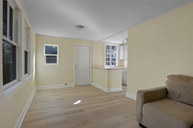 unfurnished room featuring light wood-type flooring