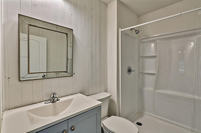 300 S US Highway 129, Bell, FL 32619 - bathroom with walk in shower, wooden walls, and toilet