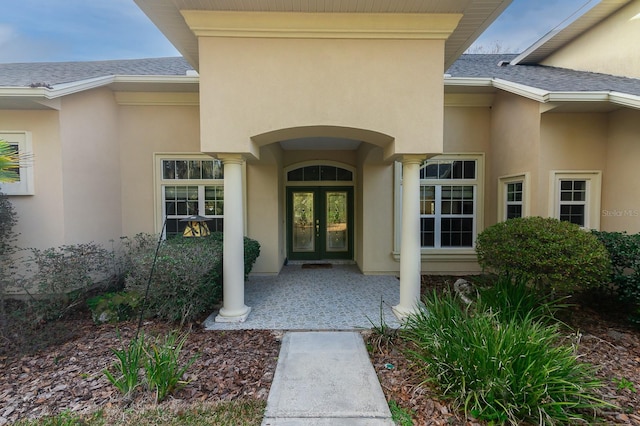 doorway to property featuring french doors