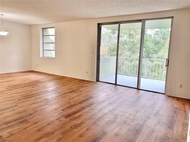 spare room with hardwood / wood-style floors and a textured ceiling