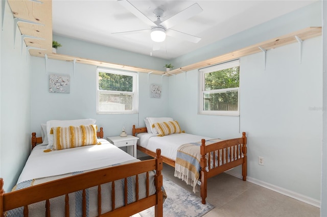 bedroom featuring ceiling fan