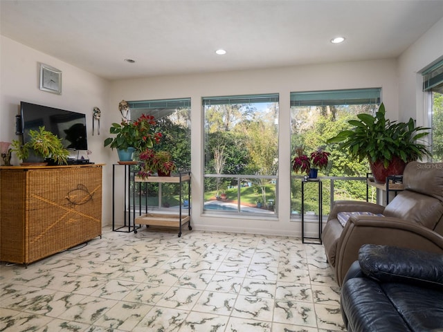 interior space with recessed lighting