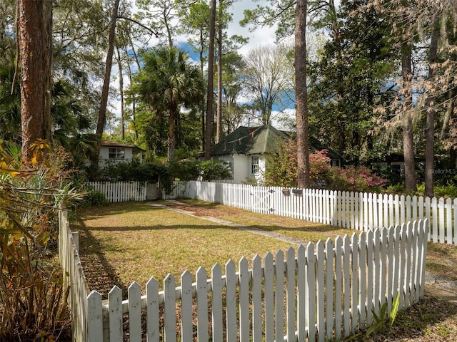 view of yard with a fenced front yard