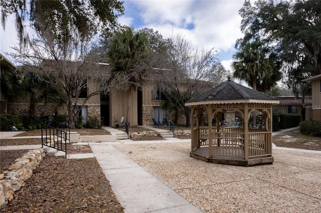 view of community with a gazebo