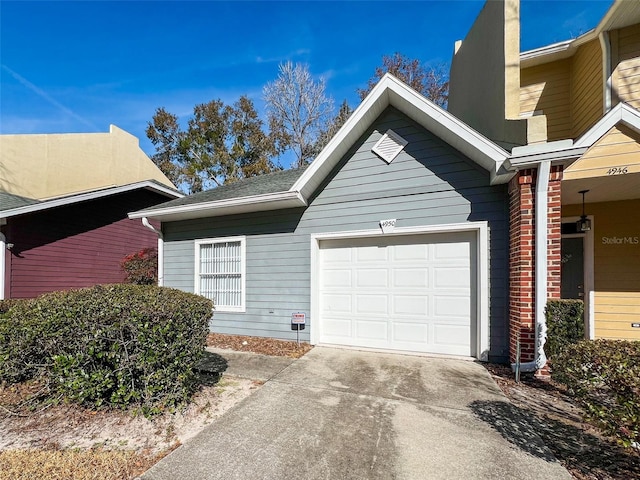 exterior space featuring a garage