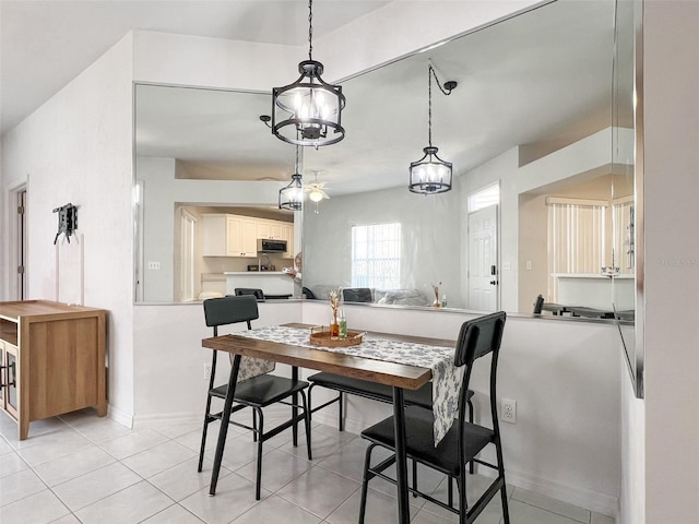 view of tiled dining space