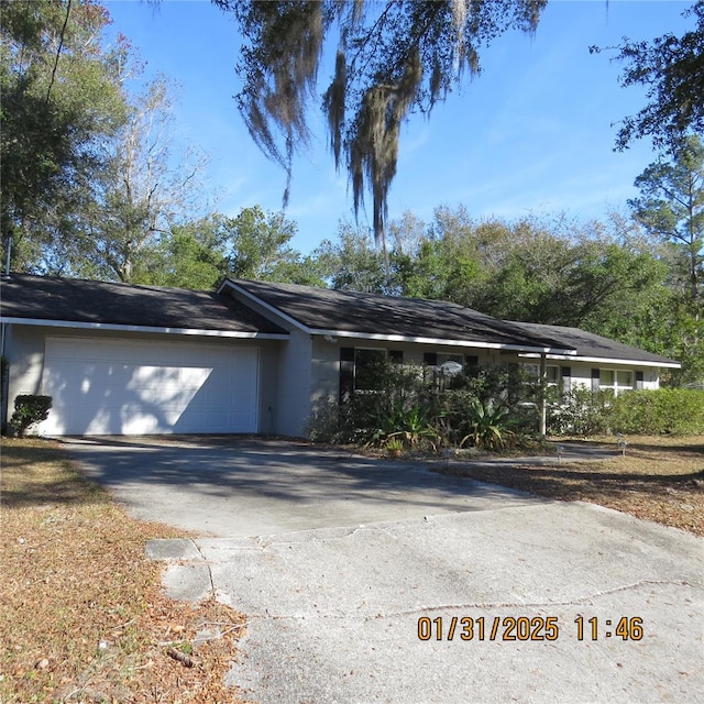 exterior space with a garage