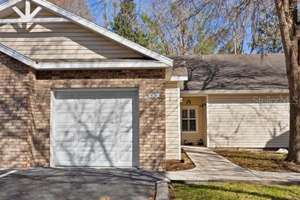 exterior space featuring a garage