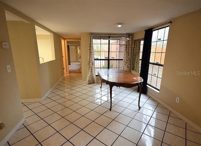 interior space featuring light tile patterned flooring