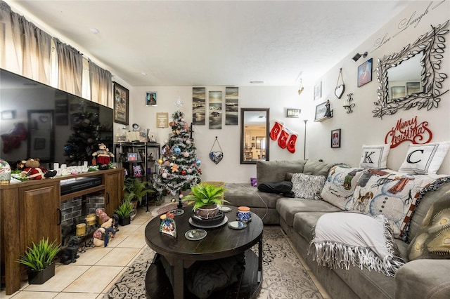 view of tiled living room