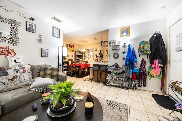 view of tiled living room