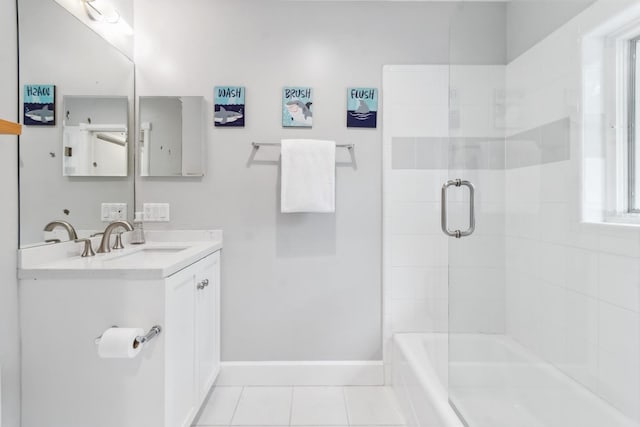 bathroom featuring vanity and tile patterned floors