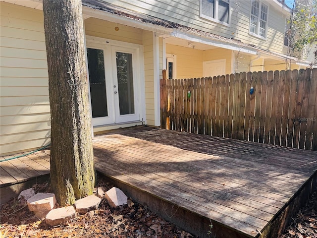 wooden deck with french doors