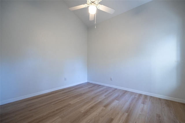 unfurnished room featuring ceiling fan and light hardwood / wood-style flooring