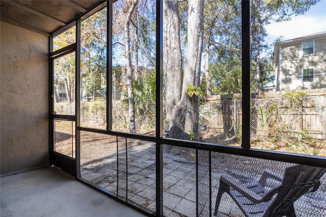 view of unfurnished sunroom