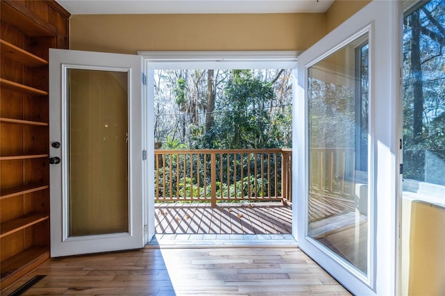 entryway with light hardwood / wood-style floors