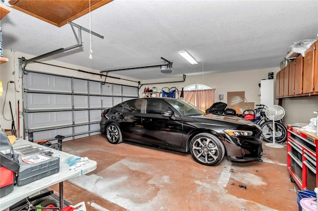 garage with a garage door opener