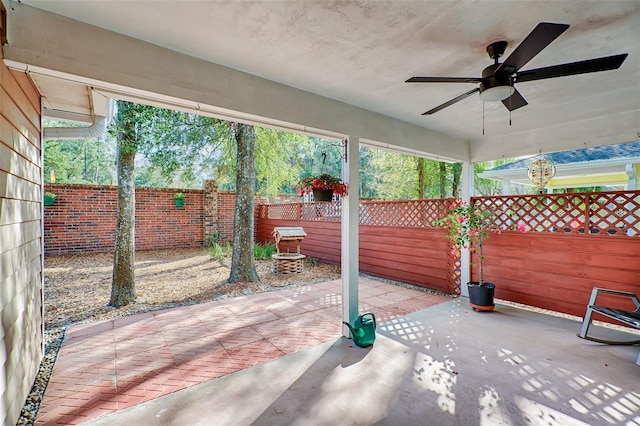 view of patio with ceiling fan