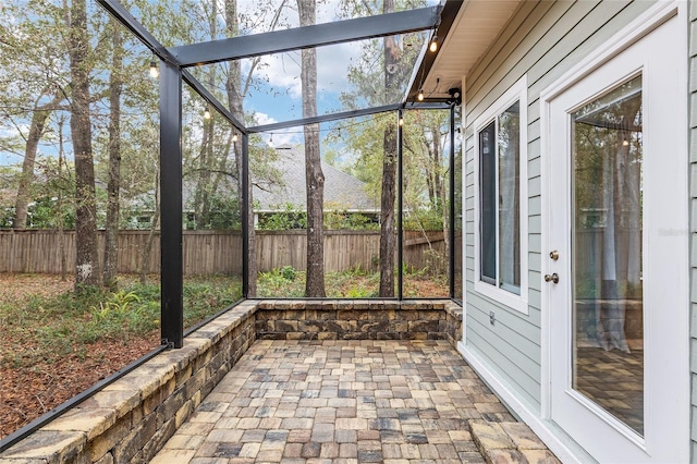 view of unfurnished sunroom