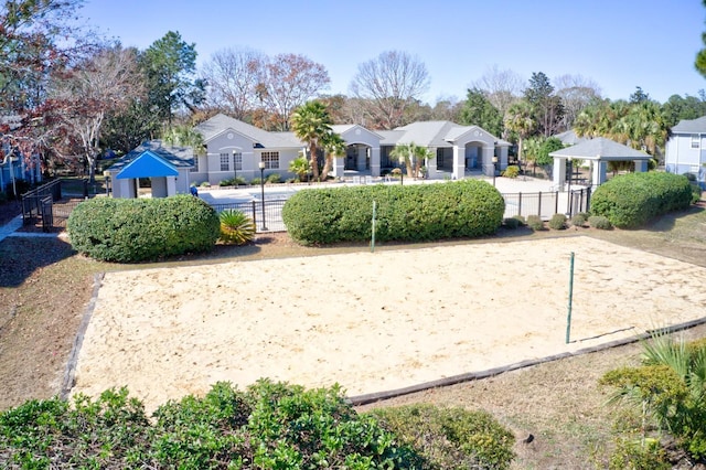 view of community featuring a gazebo and volleyball court