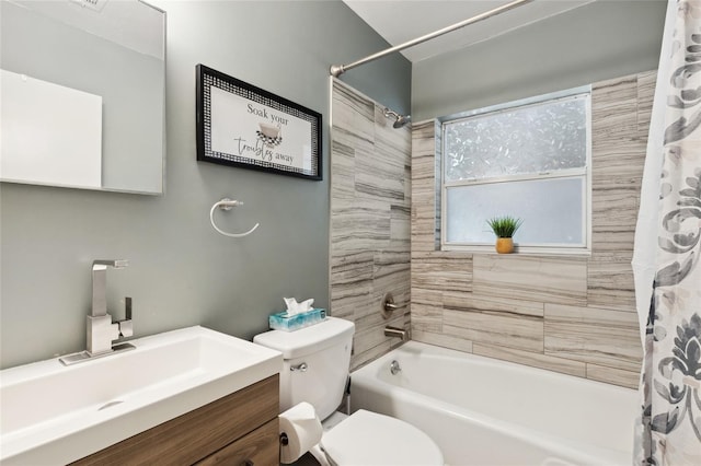 full bathroom featuring vanity, toilet, and shower / bath combo