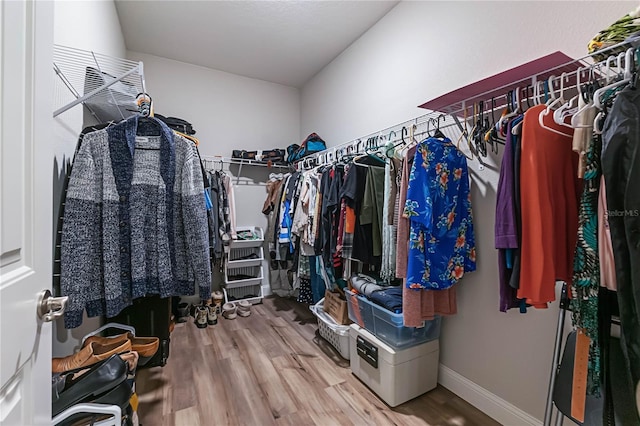 walk in closet featuring wood-type flooring