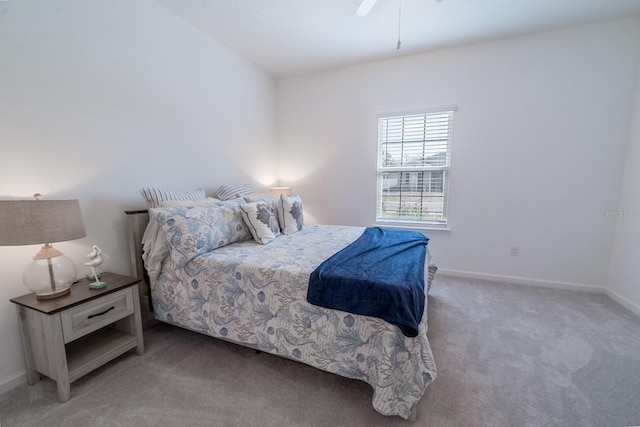 bedroom with carpet flooring and ceiling fan