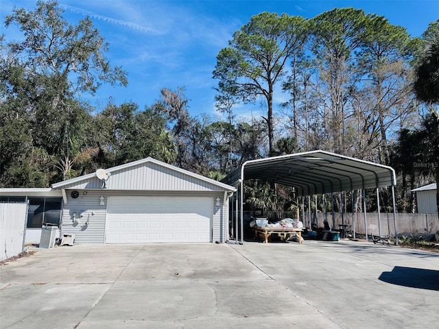 garage with a carport