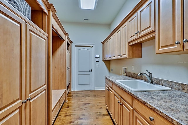 kitchen with sink and light wood-type flooring