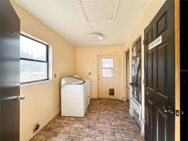 washroom featuring independent washer and dryer